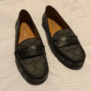 Coach Logo Canvas and Leather Loafers Size 7.5